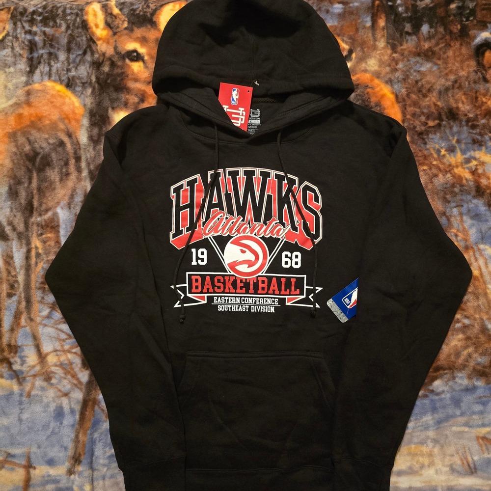 NEW Atlanta Hawks NBA Basketball 1968 Retro Style Fleece Hoodie sz Large